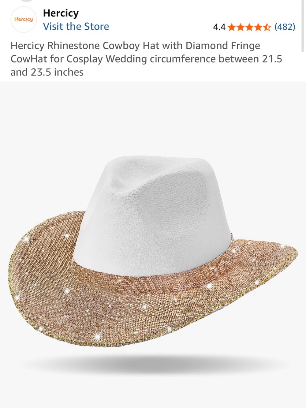 NEW in bag Hercicy Rhinestone Cowboy Hat - White Crown with Rose Gold Sparkle